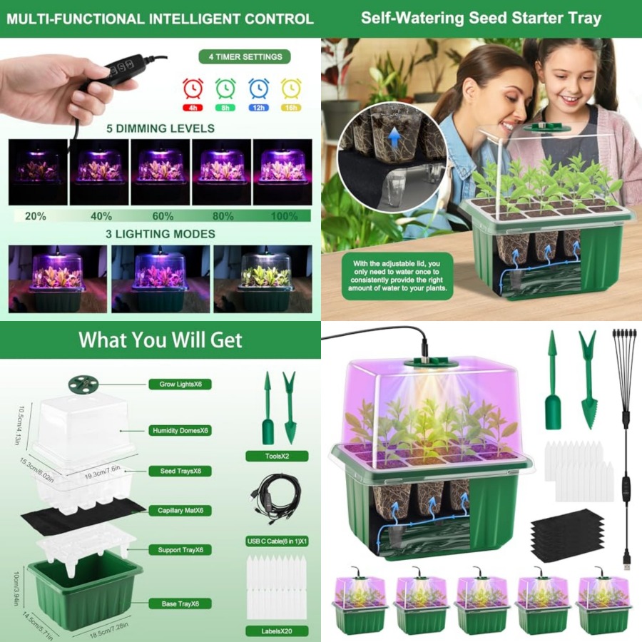 Seed Starter Trays - Набор для проращивания семян с подсветкой,