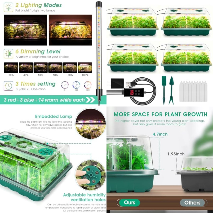 Seed Starter Trays - Лоток для проращивания семян с фитолампой,