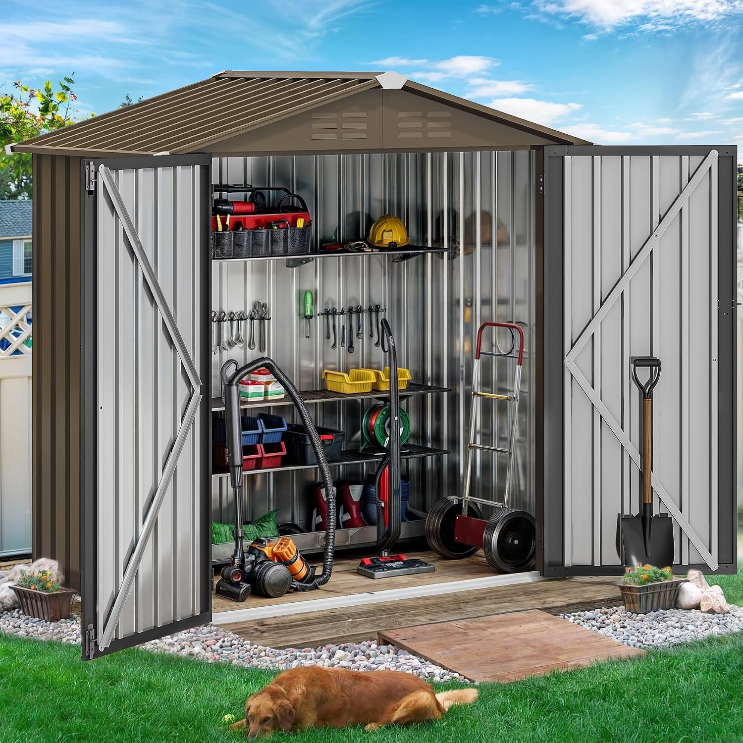 Металлический уличный сарай 6x – обзор и цена Gardening Tools Storage